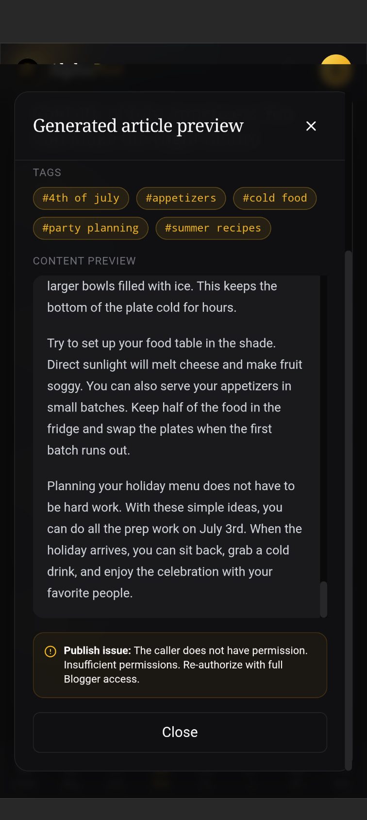 Alpha Post Having issues on Posting Article
